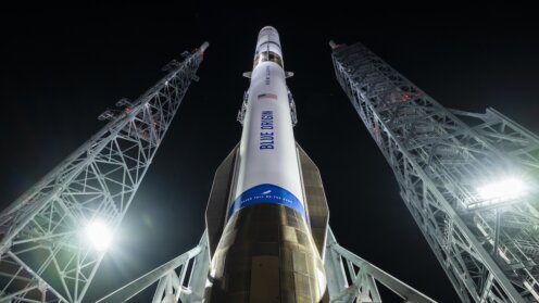 Rakete "New Glenn" von Blur Origin in der Startrampe