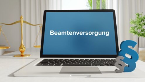 Laptop mit dem Wort Beamtenversorgung