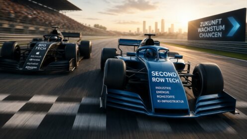 Rennwagen, die Technologieaktien symbolisieren