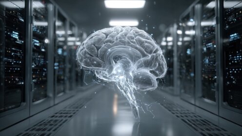 Server und ein Gehirn. Das Wissen wird digitalisiert.