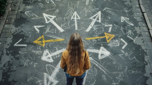 Ein junges Mädchen stellt sich die Frage? Wohin soll der Job mich führen?