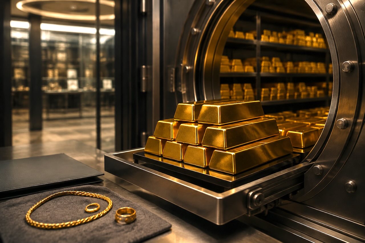 Goldbarren versus Schmuck
