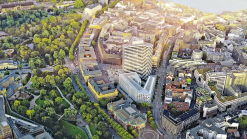 Luftaufnahme vom EMPORIO in Hamburg - Hauptsitz von Union Investment Real Estate